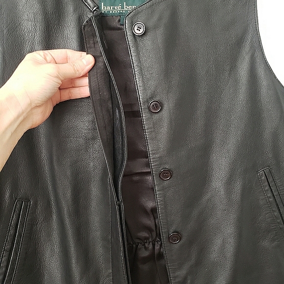 Harvé Bernard Leather Vest Small - Picture 5 of 13